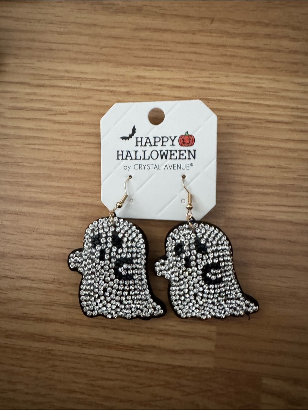 Happy Halloween Silver Ghost Dangle Earrings
